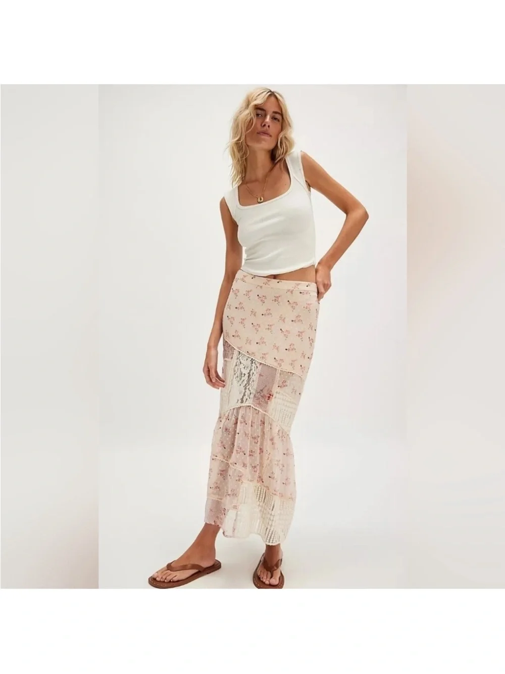 NWOT Free People Daniela Lace Maxi Skirt size L